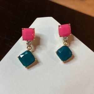 J. Crew Pink and Teal Drop Earrings.